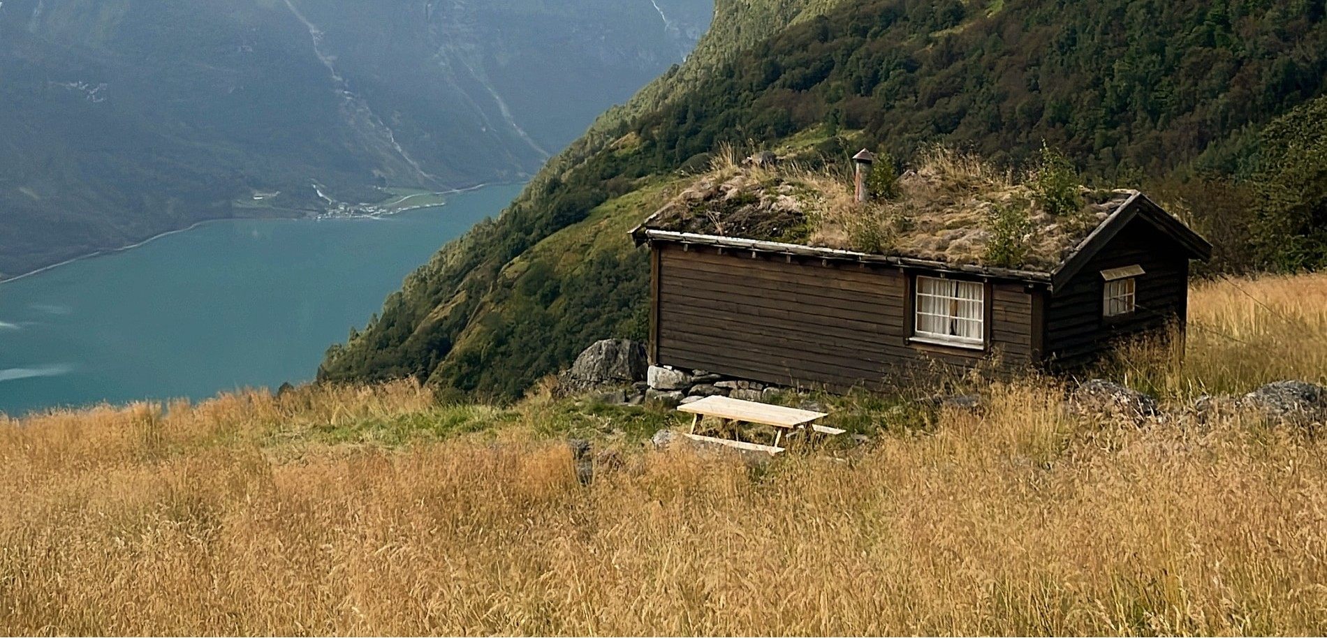 Tour path right next to Nordfjordeid, one of Norway's beautiful fjords